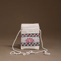 White - Madhubani Handpainted Mobile Sling Bag 15