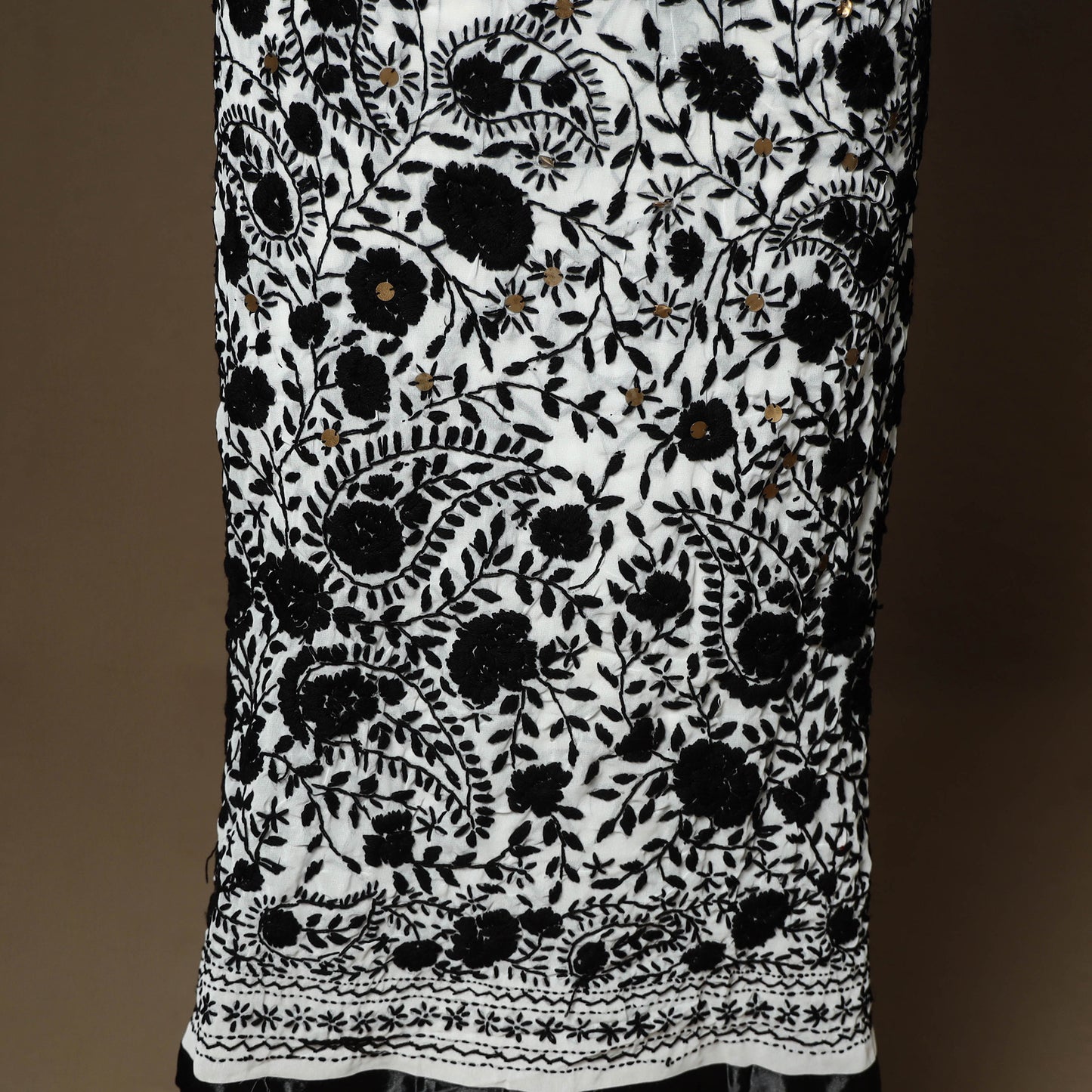 Black - 3pc hand embroidery georgette unstitched phulkari