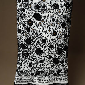 Black - 3pc hand embroidery georgette unstitched phulkari