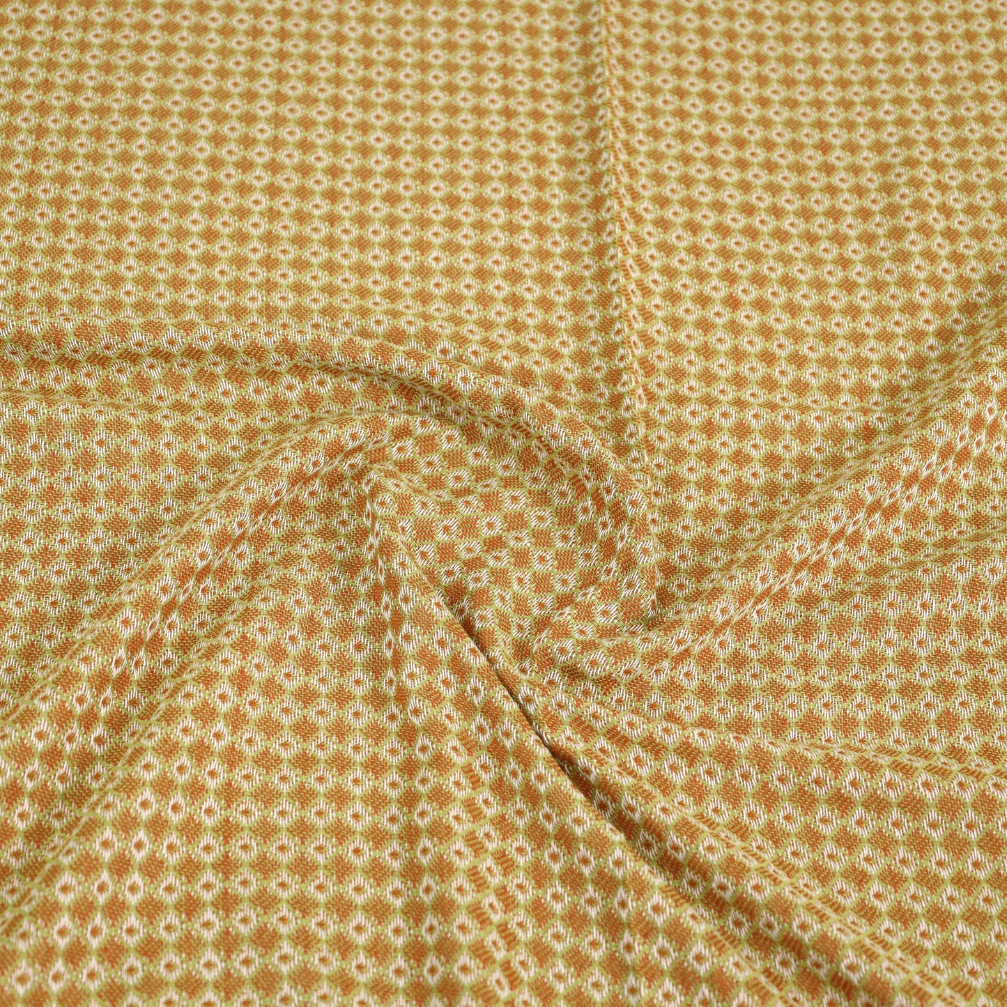 Yellow - Pure Cotton Single Handloom Bed Cover from Bijnor 49