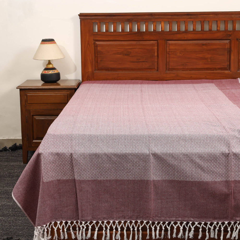 Pink - Pure Cotton Single Handloom Bed Cover from Bijnor 50