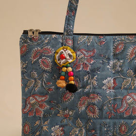 Blue Handcrafted Quilted Cotton Hand Bag