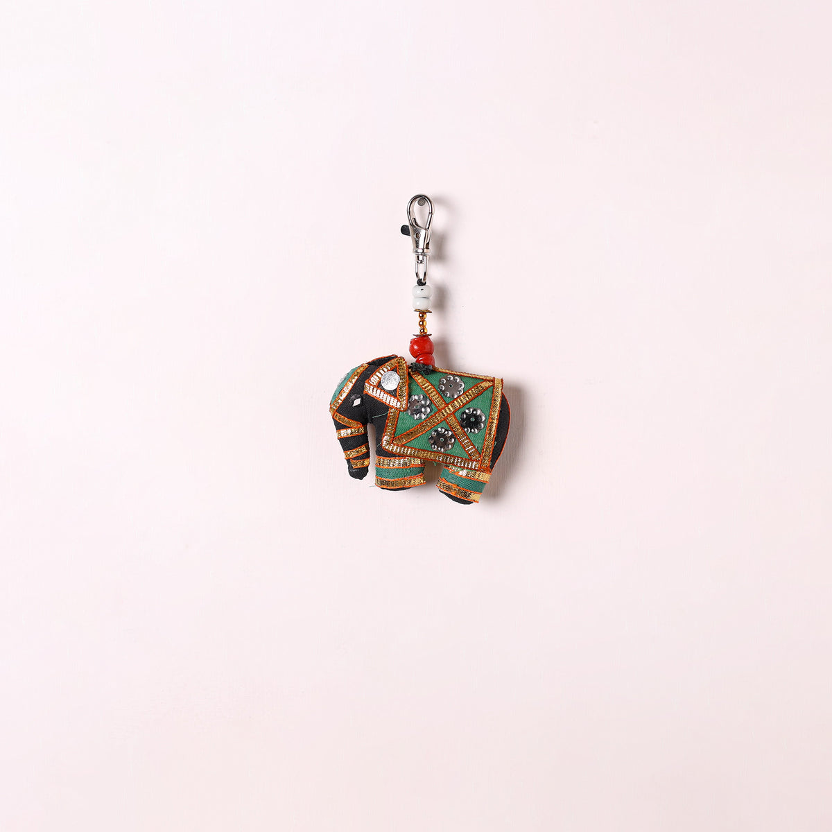Green - Traditional Handmade Elephant Keychain/Bag Charm 16