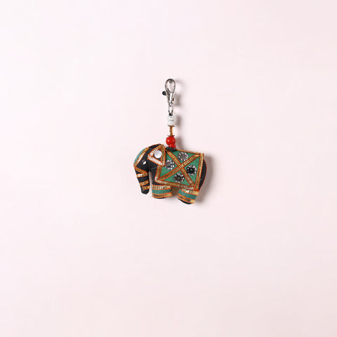 Green - Traditional Handmade Elephant Keychain/Bag Charm 16