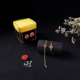 Handcrafted Meenakari Bhaiya Bhabhi Rakhi Set with Coir Box 88