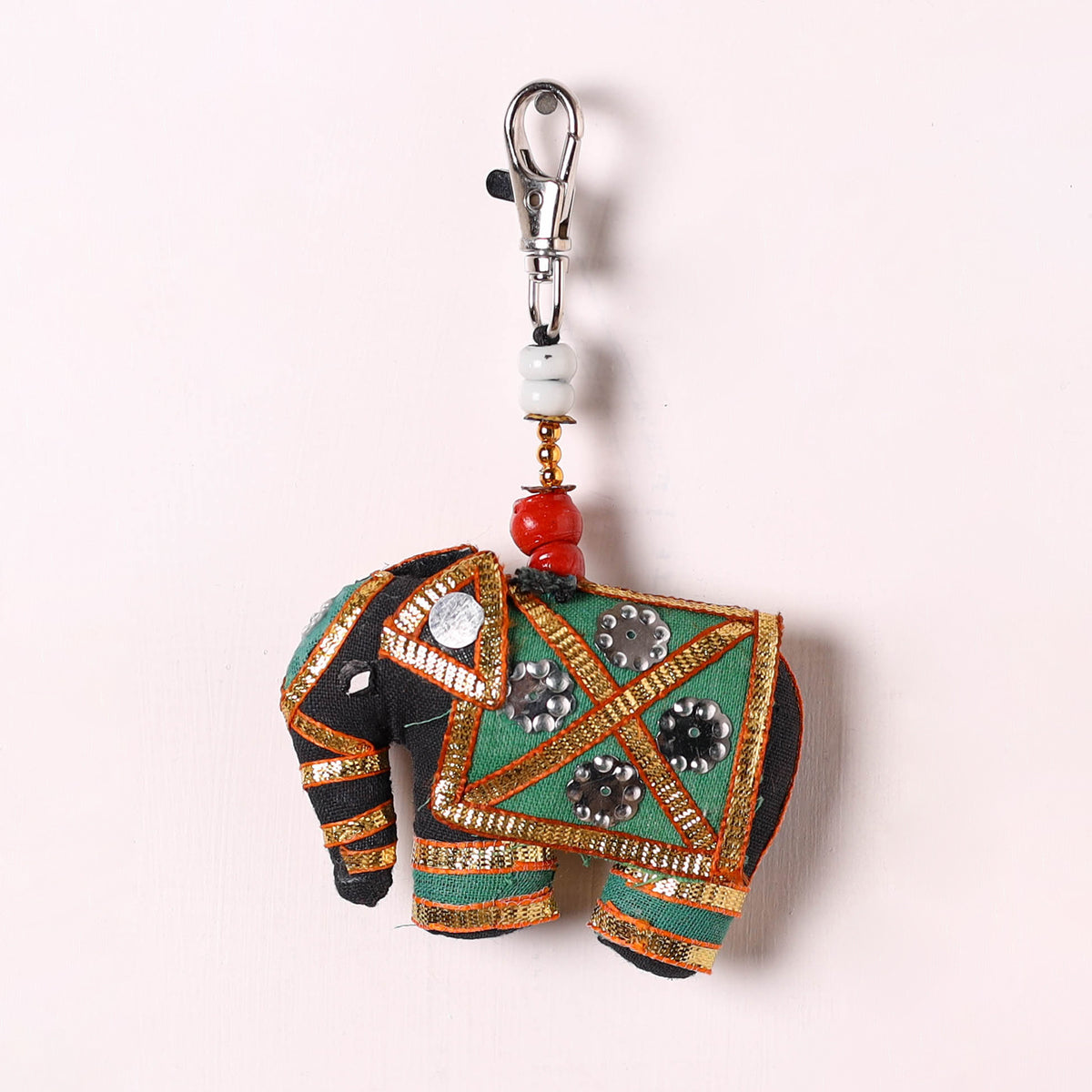 Green - Traditional Handmade Elephant Keychain/Bag Charm 16