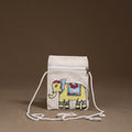 White - Madhubani Handpainted Mobile Sling Bag 16