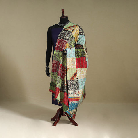 Multicolor - patchwork reversible silk bengal kantha work