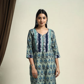 Buy Green Straight Batik Print Cotton Kurta for Women