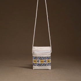 White - Madhubani Handpainted Mobile Sling Bag 18
