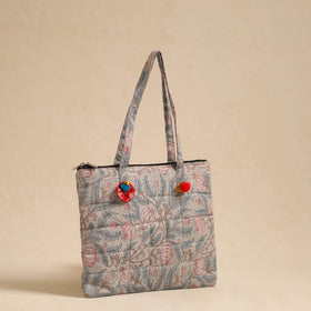 Beige Handcrafted Quilted Cotton Hand Bag