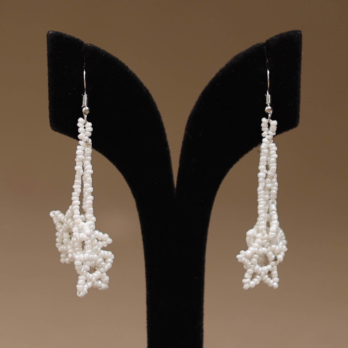 White - Handmade Beadwork Earrings 61