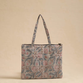 Beige Handcrafted Quilted Cotton Hand Bag