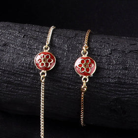 Handcrafted Meenakari Bhaiya Bhabhi Rakhi Set with Coir Box 93