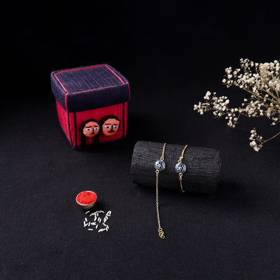 Handcrafted Meenakari Bhaiya Bhabhi Rakhi Set with Coir Box 94
