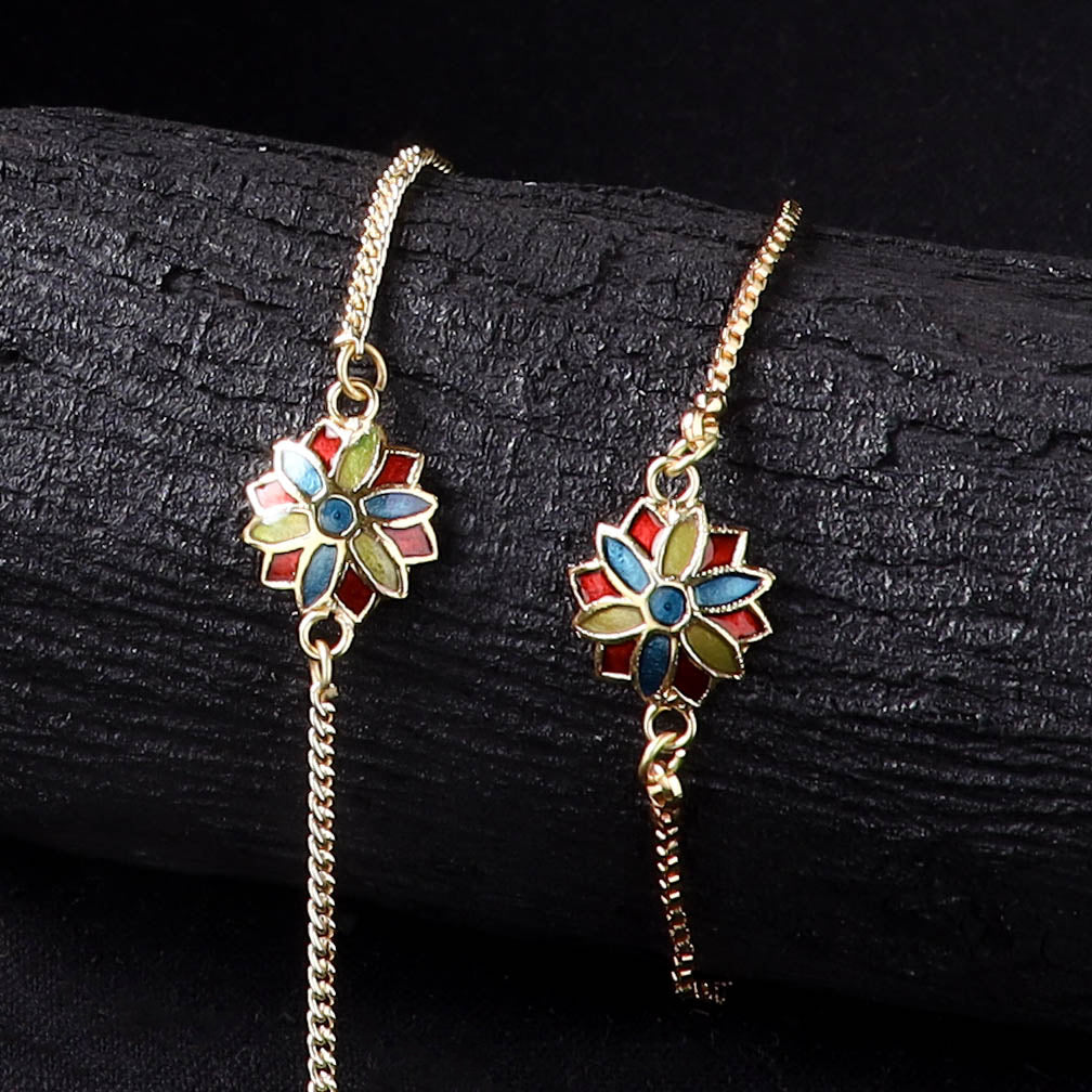 Handcrafted Meenakari Bhaiya Bhabhi Rakhi Set with Coir Box 95