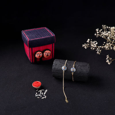 Handcrafted Meenakari Bhaiya Bhabhi Rakhi Set with Coir Box 96