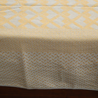 Beige - Pure Cotton Single Handloom Bed Cover from Bijnor 53