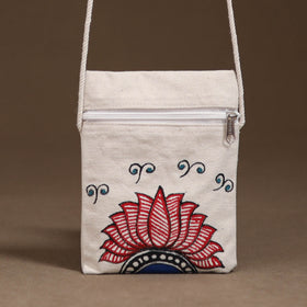 White - Madhubani Handpainted Mobile Sling Bag 20