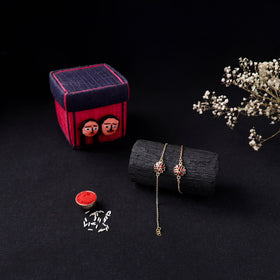Handcrafted Meenakari Bhaiya Bhabhi Rakhi Set with Coir Box 98