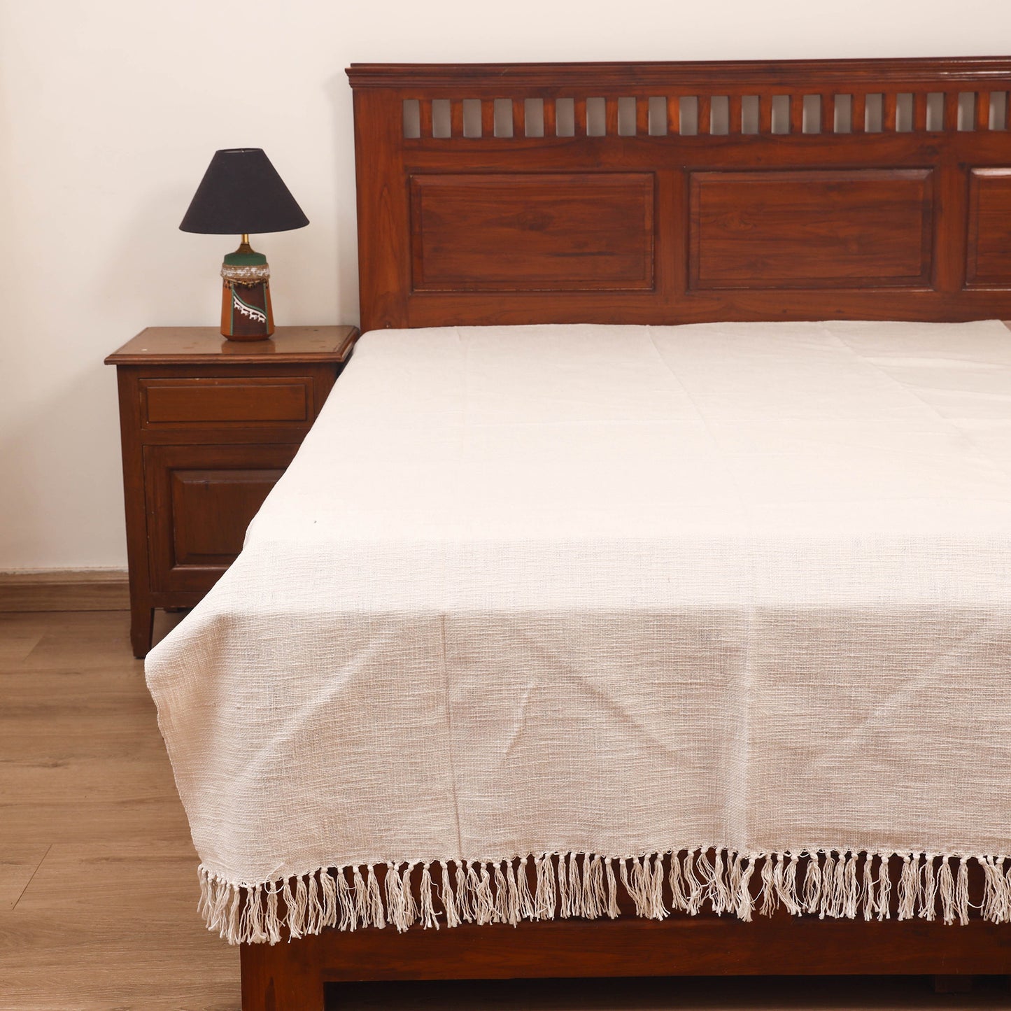 Bijnor Pure Handloom Cotton Single Bed Sheet (90 x 60 in) 100