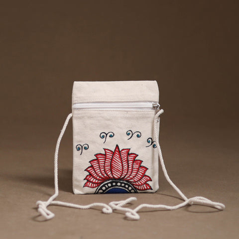 White - Madhubani Handpainted Mobile Sling Bag 20