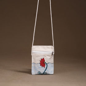 White - Madhubani Handpainted Mobile Sling Bag 21