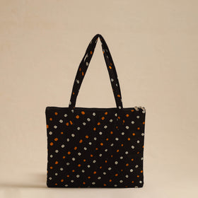 Black Handcrafted Quilted Cotton Hand Bag