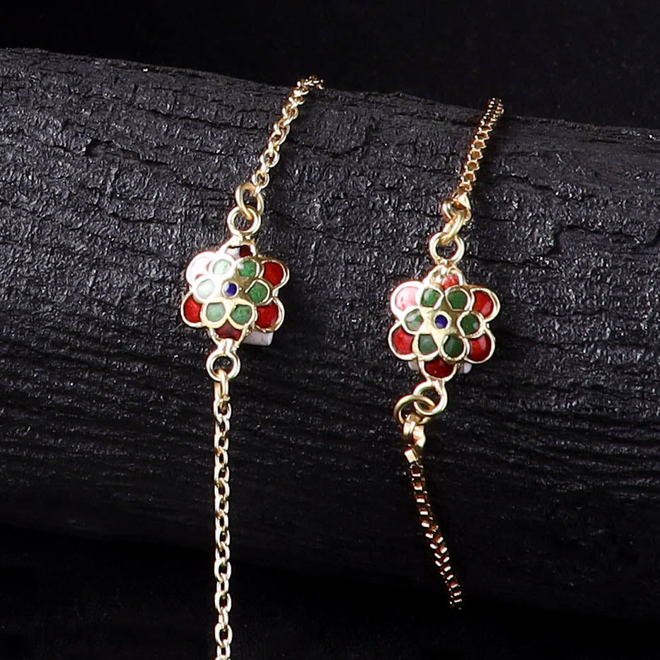 Handcrafted Meenakari Bhaiya Bhabhi Rakhi Set with Coir Box 100