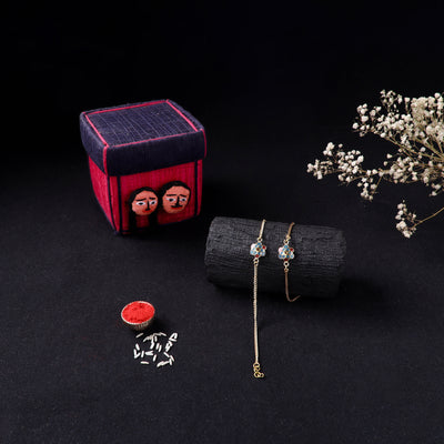 Handcrafted Meenakari Bhaiya Bhabhi Rakhi Set with Coir Box 101