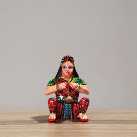  Musician (Female) - Banaras Handpainted Wooden Toy / Home Decor Item 52 