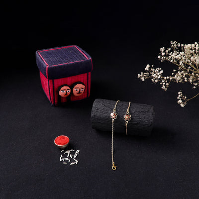 Handcrafted Meenakari Bhaiya Bhabhi Rakhi Set with Coir Box 102