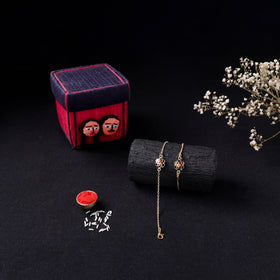 Handcrafted Meenakari Bhaiya Bhabhi Rakhi Set with Coir Box 102