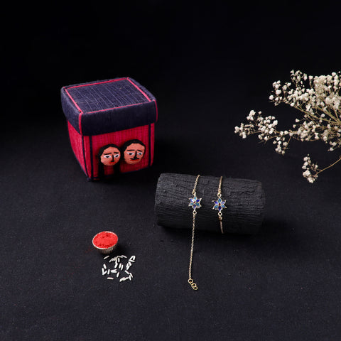 Handcrafted Meenakari Bhaiya Bhabhi Rakhi Set with Coir Box 103
