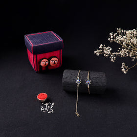 Handcrafted Meenakari Bhaiya Bhabhi Rakhi Set with Coir Box 103