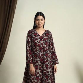 Buy Red A-Line Batik Print Cotton Kurta for Women