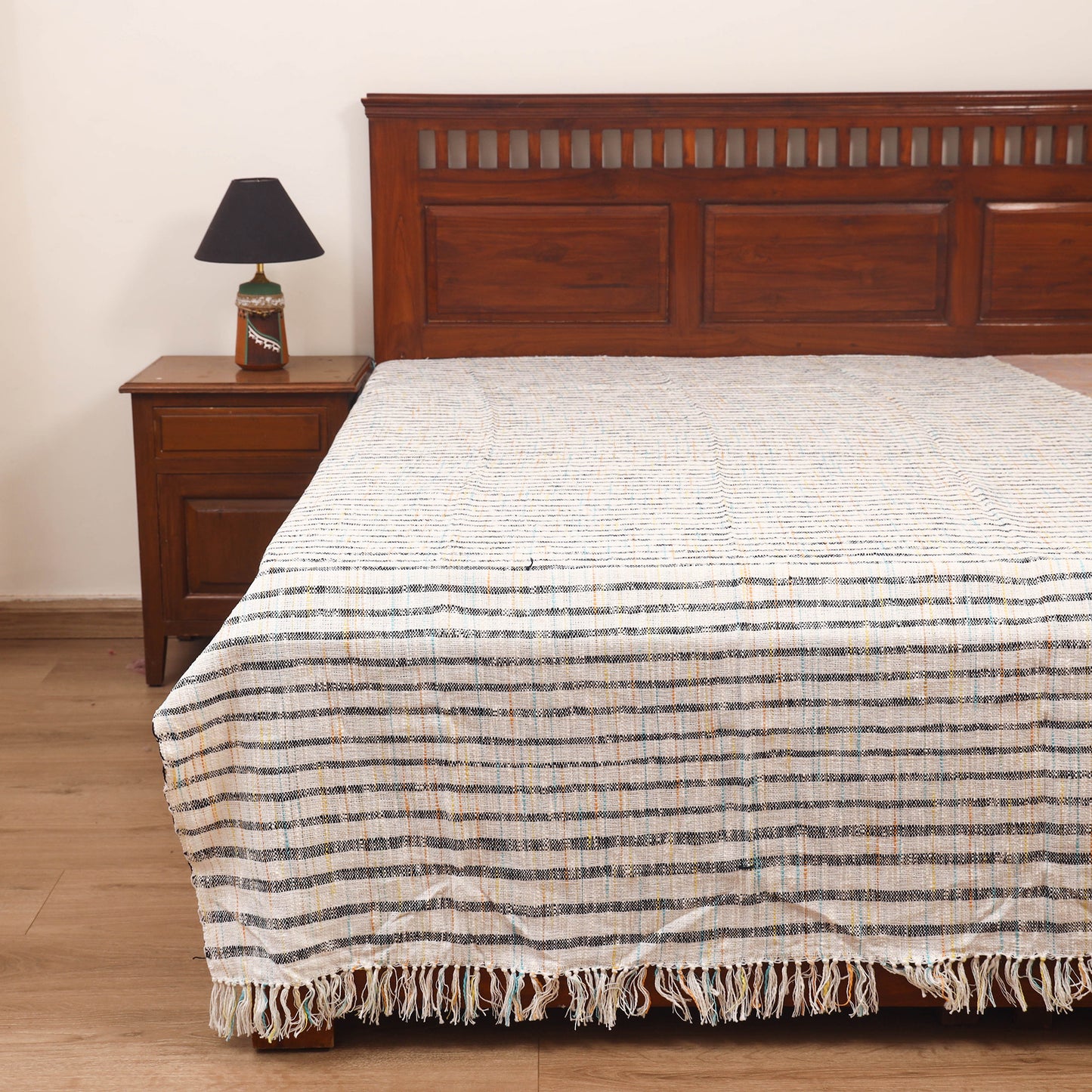 Bijnor Pure Handloom Cotton Single Bed Sheet (90 x 60 in) 102