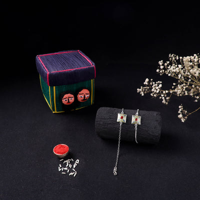 Handcrafted Meenakari Bhaiya Bhabhi Rakhi Set with Coir Box 104