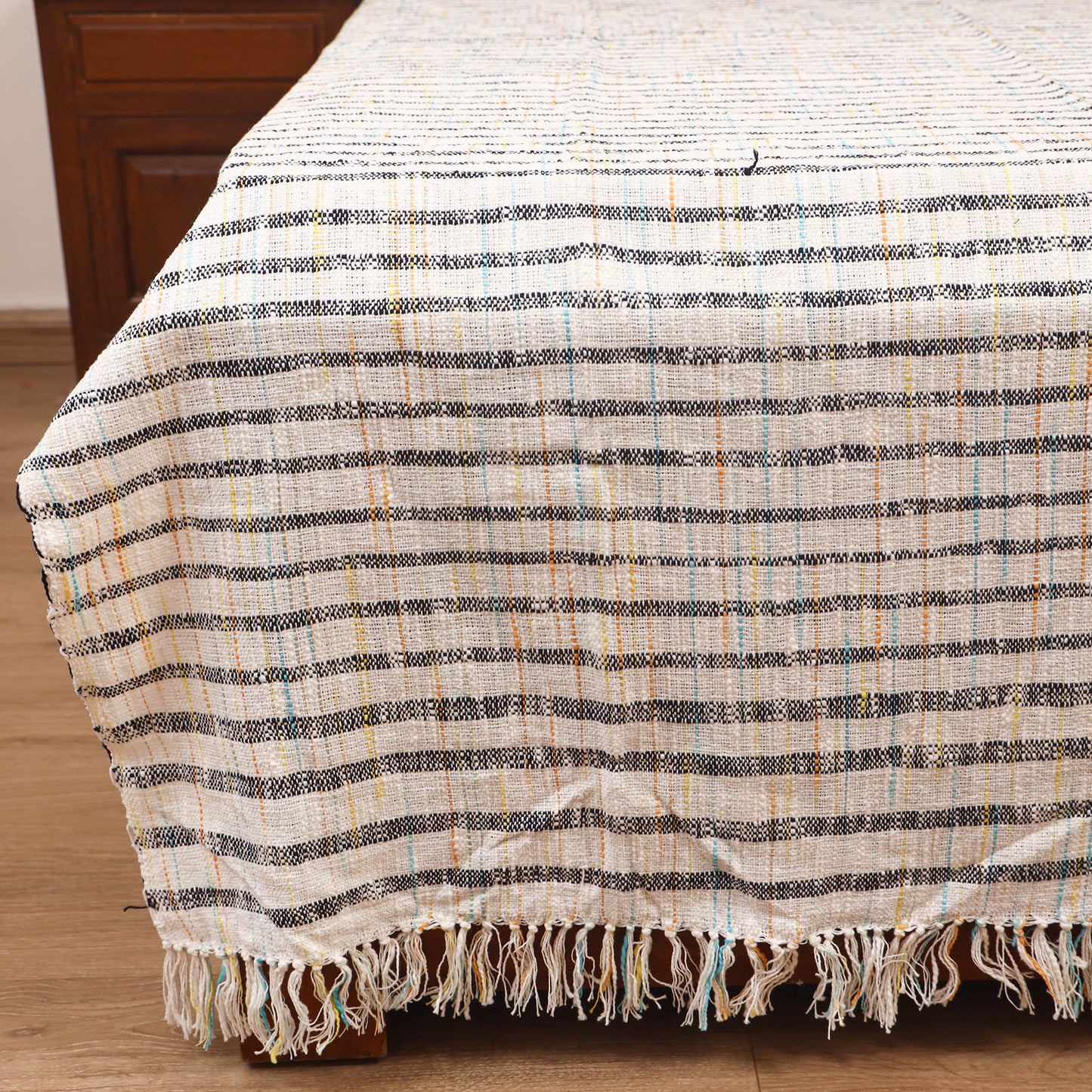 Bijnor Pure Handloom Cotton Single Bed Sheet (90 x 60 in) 102