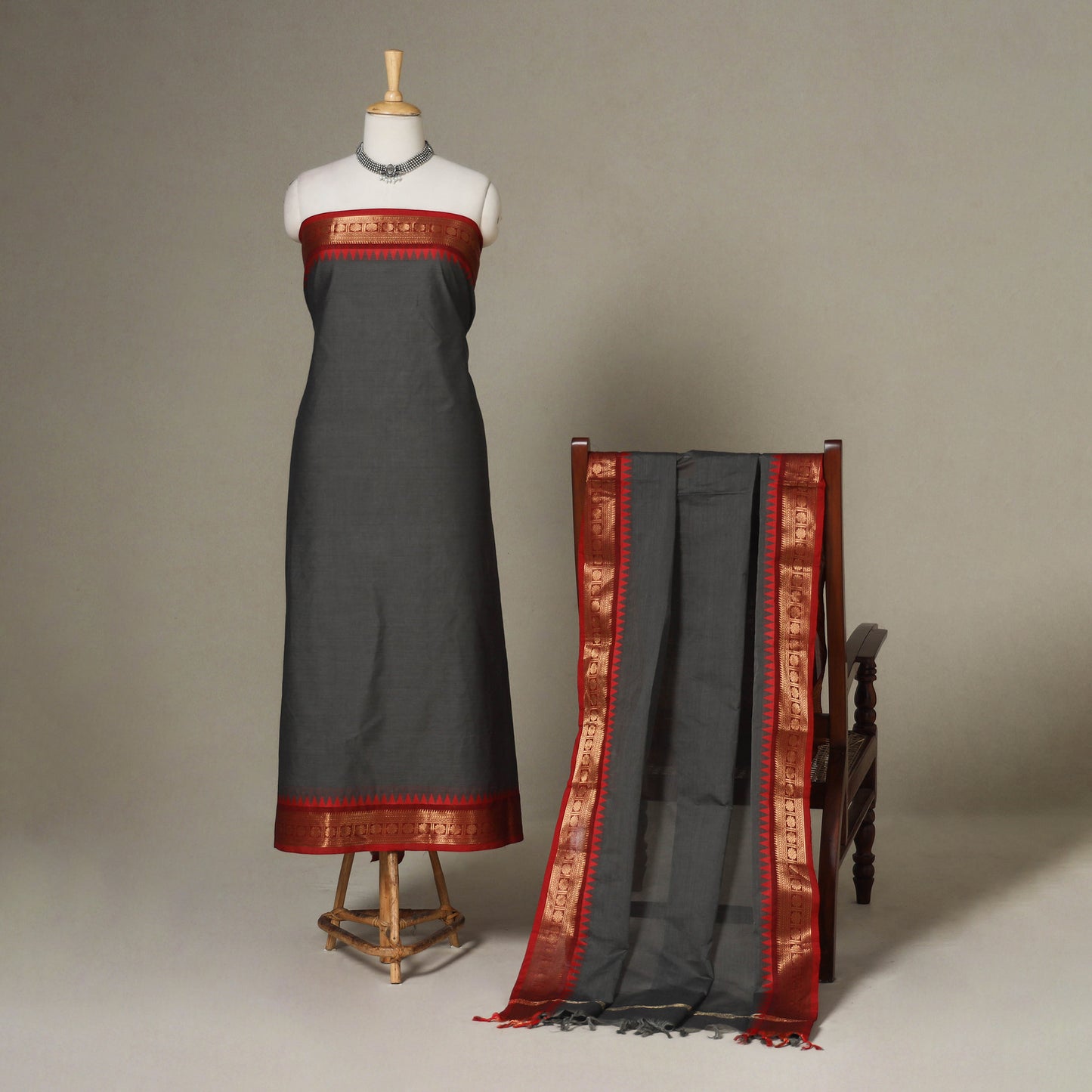 2pc Unstitched Kandangi Chettinad Cotton Dress Material