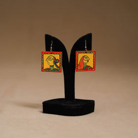 Yellow - Handpainted Manjusha Art Wooden Earrings 01