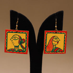 Yellow - Handpainted Manjusha Art Wooden Earrings 01