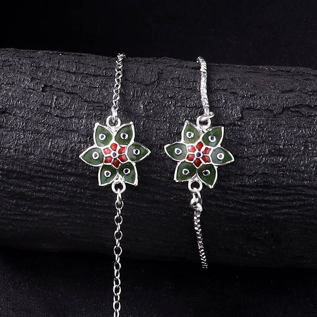 Handcrafted Meenakari Bhaiya Bhabhi Rakhi Set with Coir Box 109