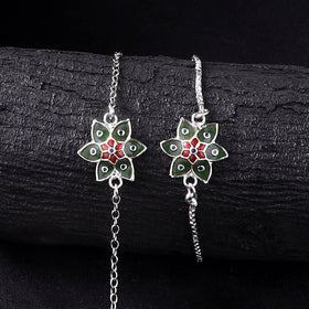 Handcrafted Meenakari Bhaiya Bhabhi Rakhi Set with Coir Box 109