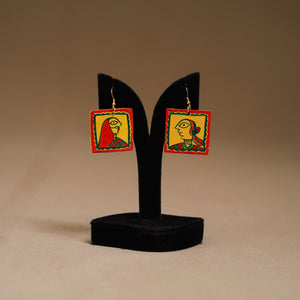 Yellow - Handpainted Manjusha Art Wooden Earrings 02