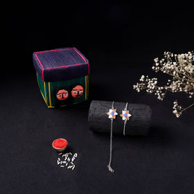 Handcrafted Meenakari Bhaiya Bhabhi Rakhi Set with Coir Box 110