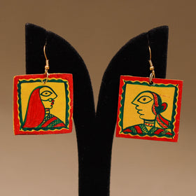 Yellow - Handpainted Manjusha Art Wooden Earrings 02