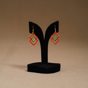 Red - Handpainted Manjusha Art Wooden Earrings 03