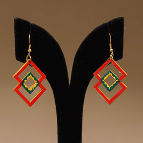 Red - Handpainted Manjusha Art Wooden Earrings 03