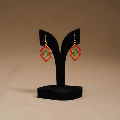 Red - Handpainted Manjusha Art Wooden Earrings 04